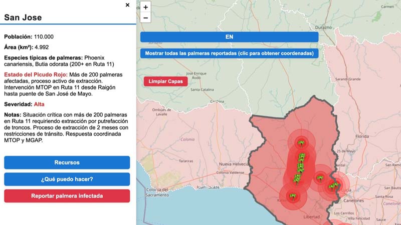 Aplicación para mapear el avance del Picudo Rojo